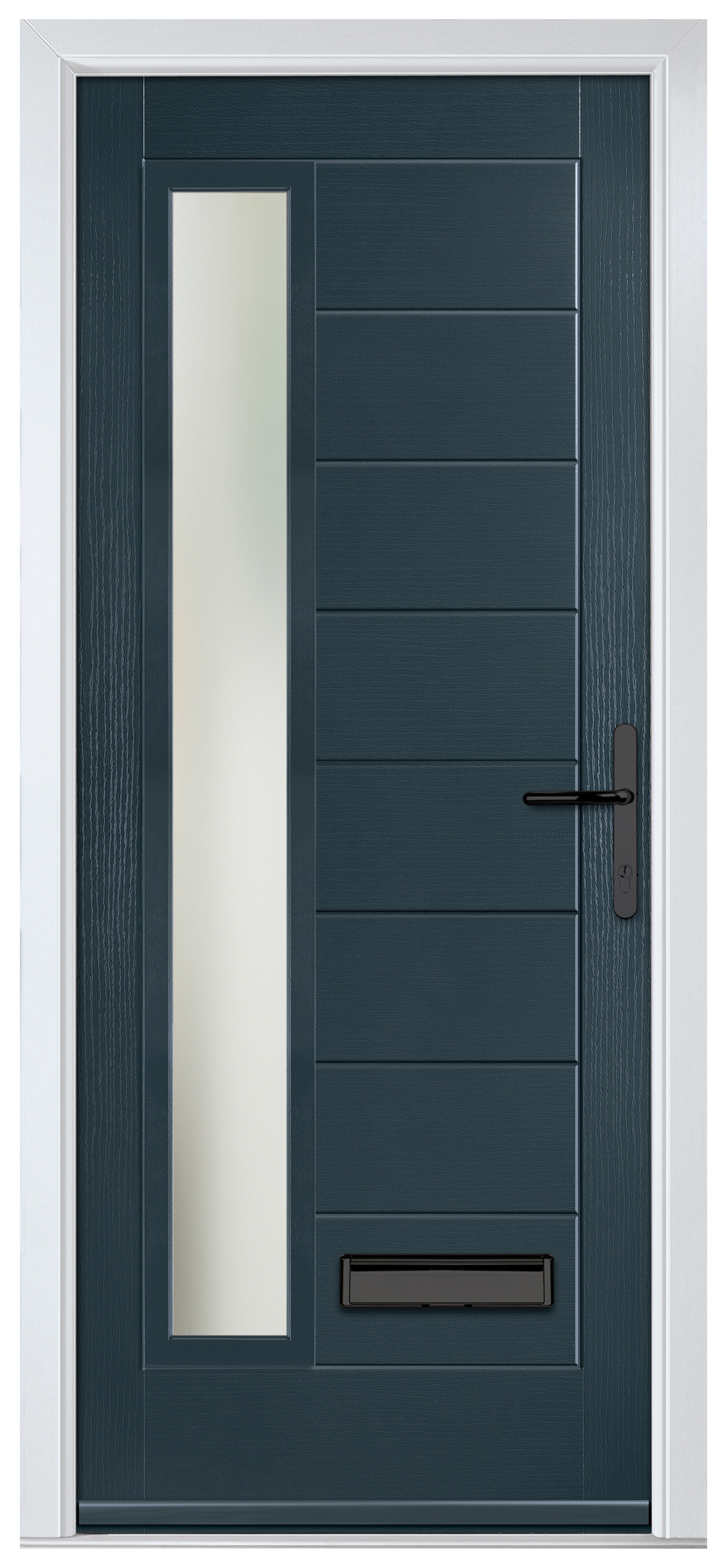 Crystal Monza Anthracite Grey Left Hand GRP Composite Door with Stippolyte Glass - 2090mm