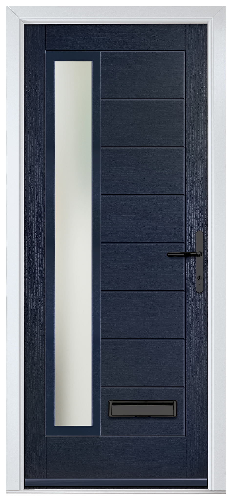 Crystal Monza Blue Left Hand GRP Composite Door with Stippolyte Glass - 2090mm