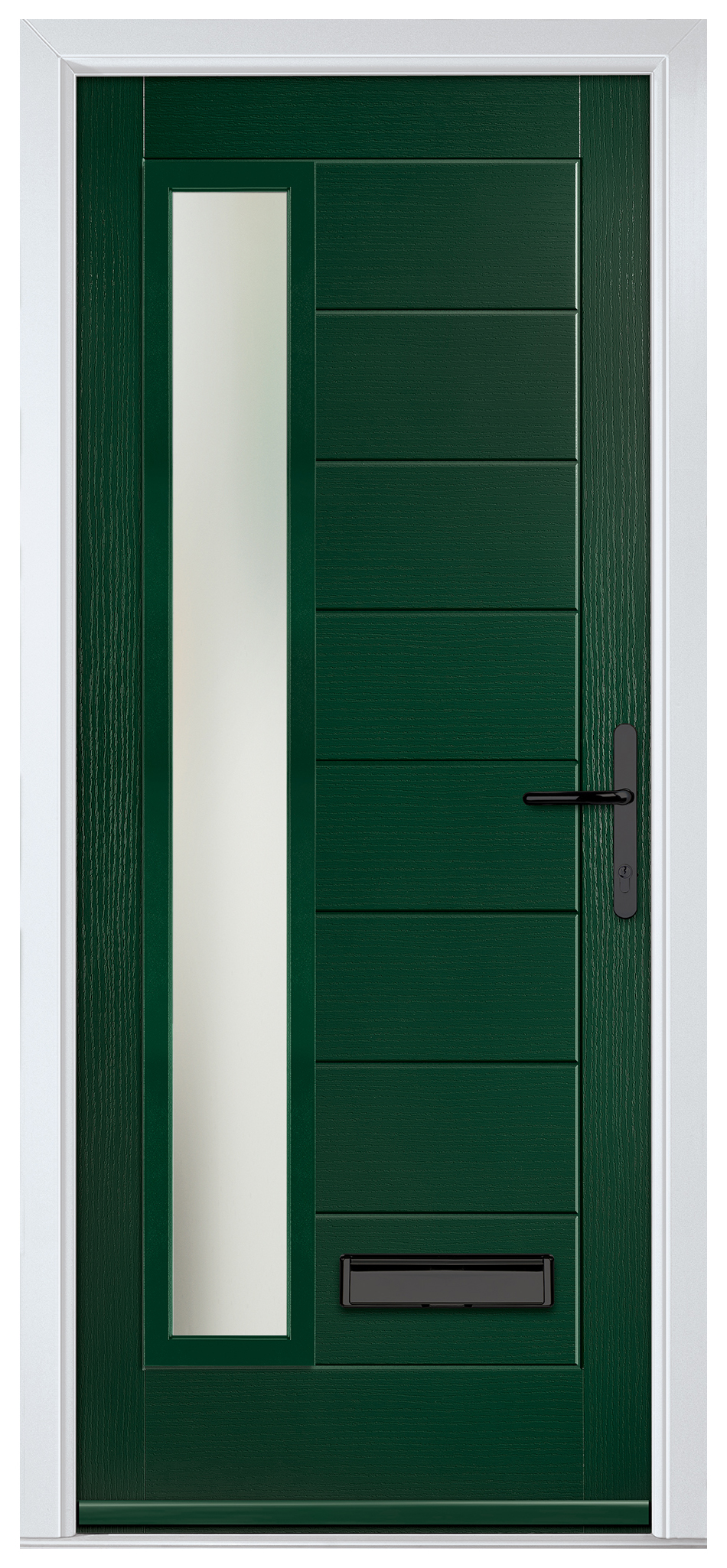 Crystal Monza Green Left Hand GRP Composite Door with Stippolyte Glass - 2090mm
