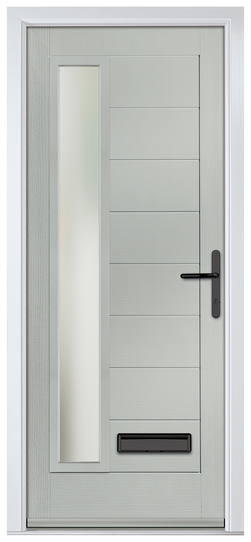 Crystal Monza Agate Grey Left Hand GRP Composite Door with Stippolyte Glass - 2090mm