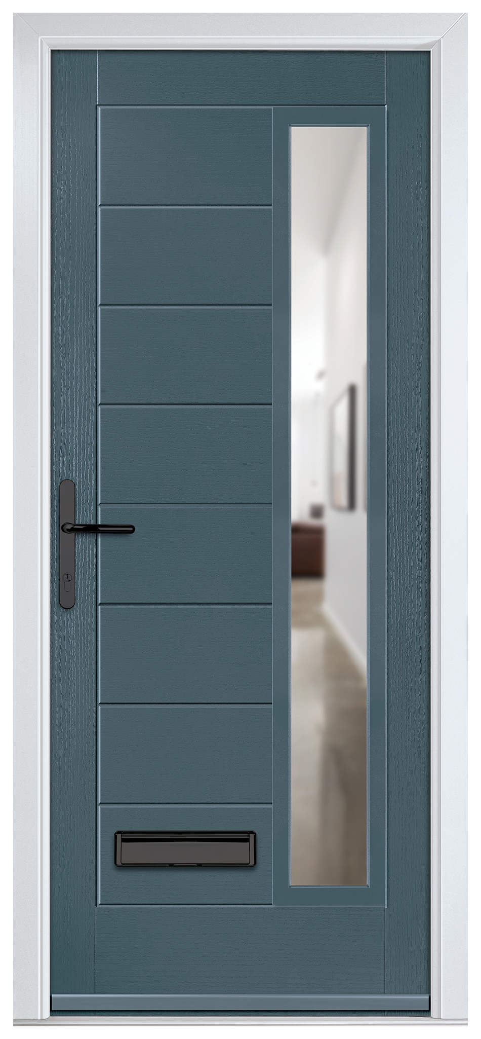 Crystal Monza Slate Grey Right Hand GRP Composite Door with Clear Glass - 2090mm