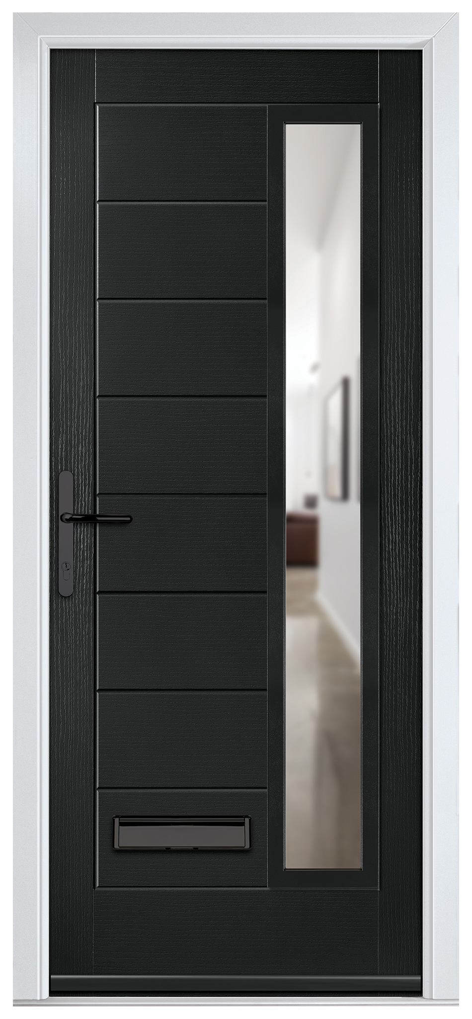 Crystal Monza Black Right Hand GRP Composite Door with Clear Glass - 2090mm