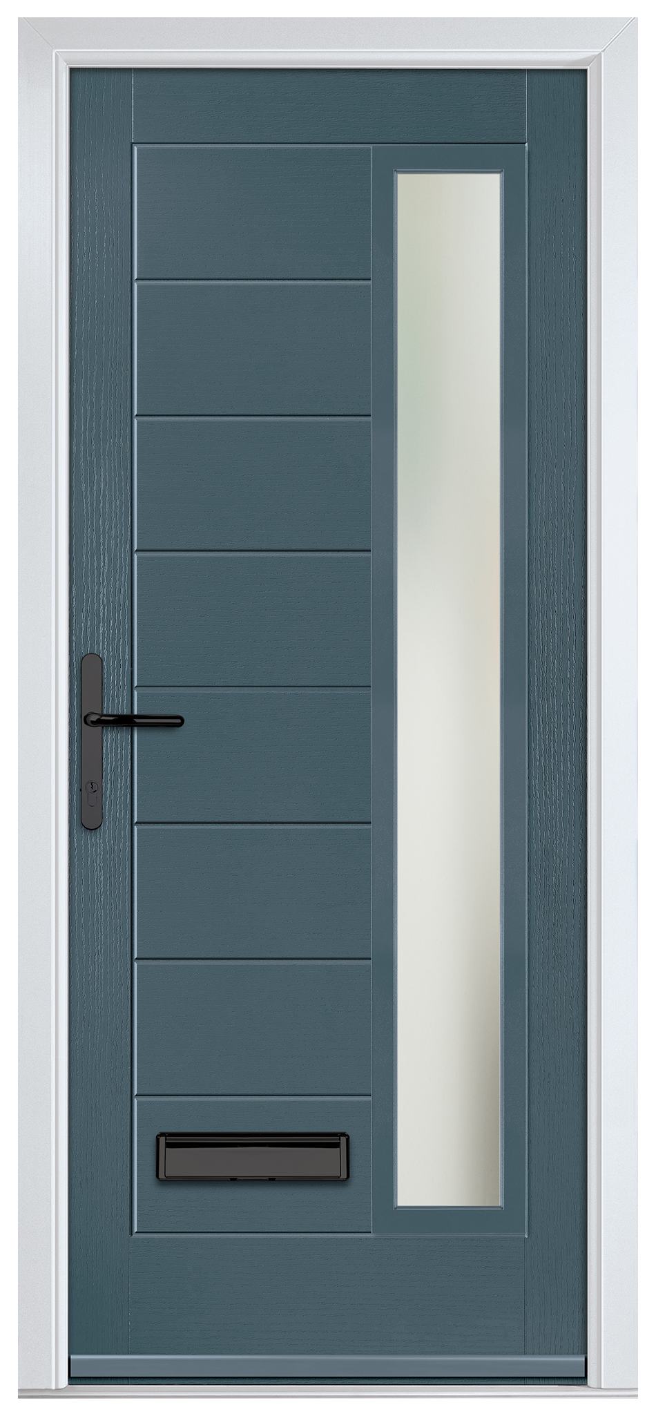 Crystal Monza Slate Grey Right Hand GRP Composite Door with Stippolyte Glass - 2090mm
