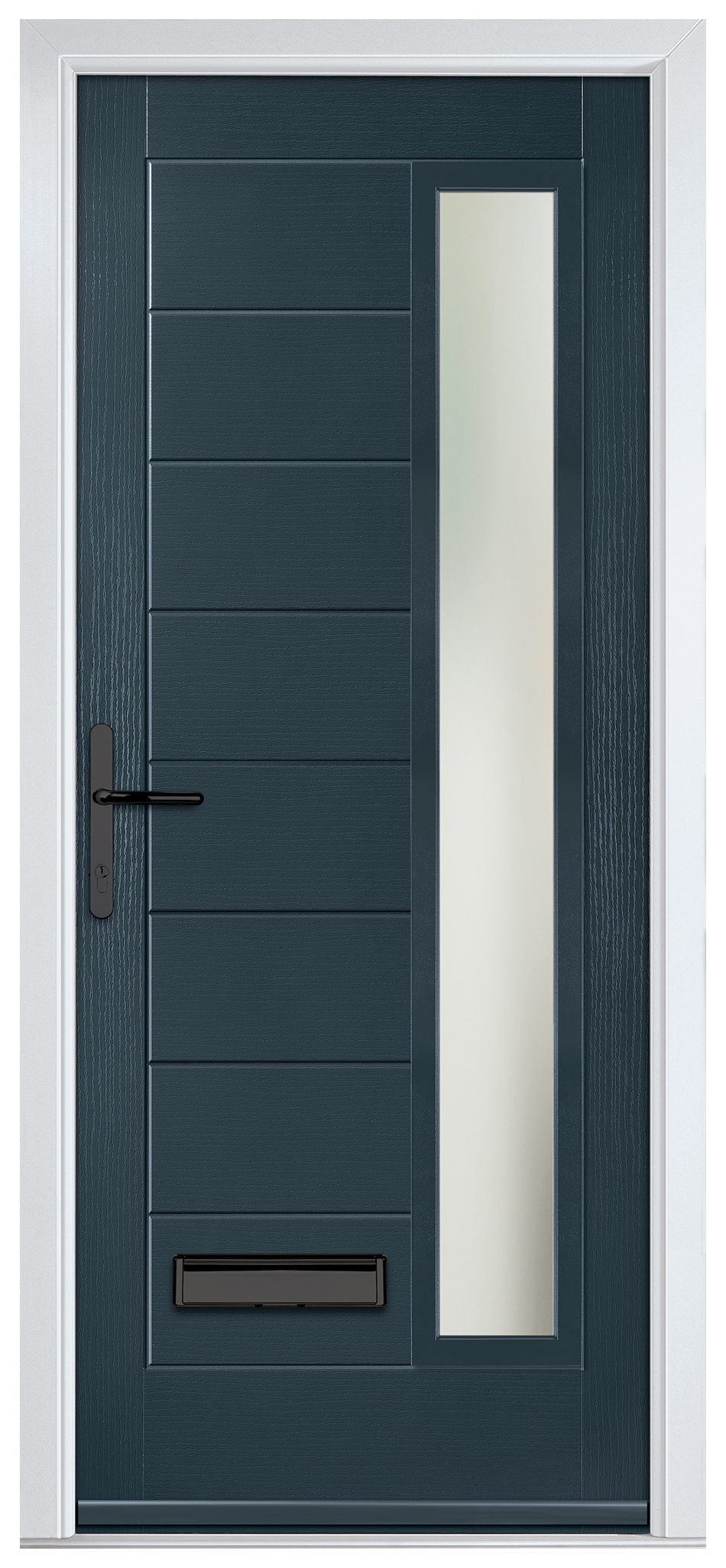 Crystal Monza Anthracite Grey Right Hand GRP Composite Door with Stippolyte Glass - 2090mm