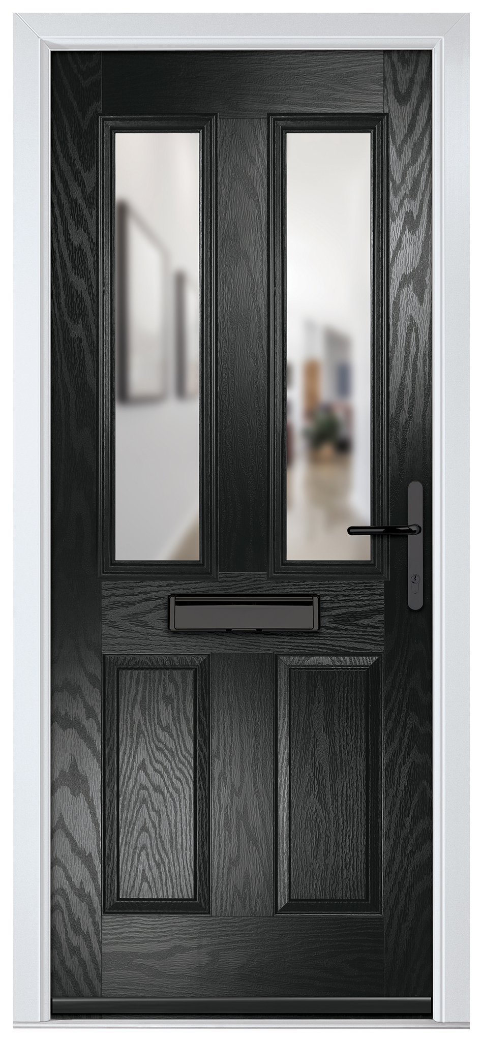Crystal Carnoustie Black Left Hand GRP Composite Door with Clear Glass - 2090mm