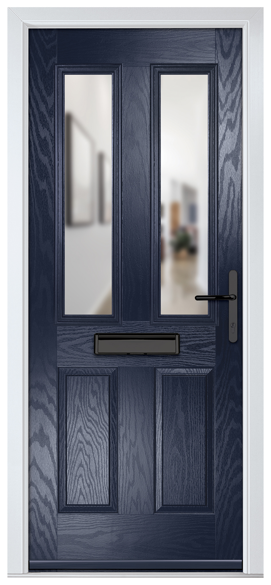 Crystal Carnoustie Blue Left Hand GRP Composite Door with Clear Glass - 2090mm