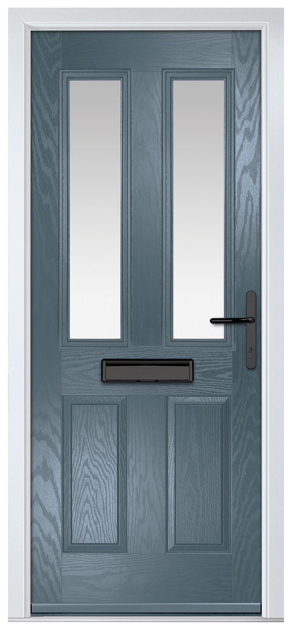 Crystal Carnoustie Slate Grey Left Hand GRP Composite Door with Stippolyte Glass - 2090mm