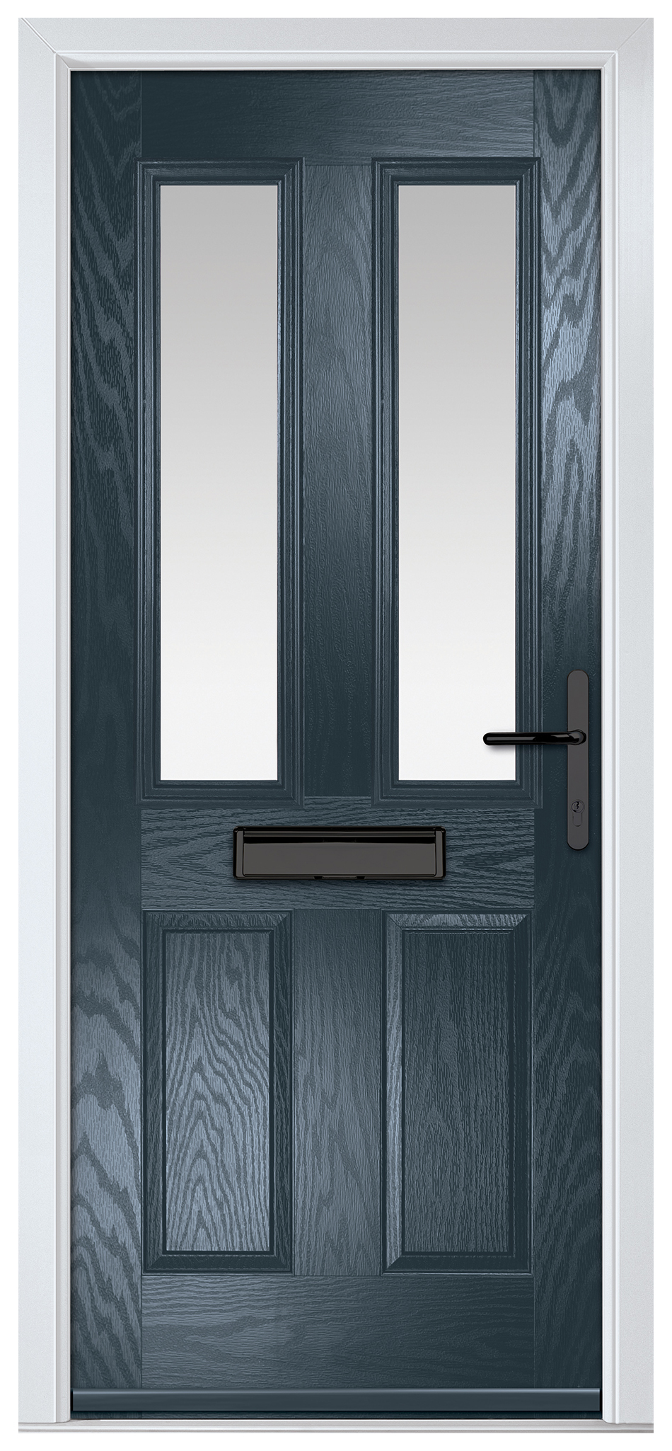 Crystal Carnoustie Anthracite Grey Left Hand GRP Composite Door with Stippolyte Glass - 2090mm