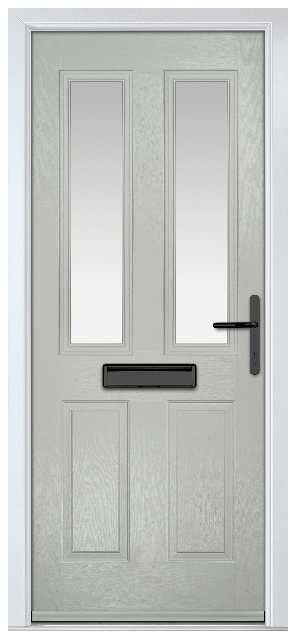 Crystal Carnoustie Agate Grey Left Hand GRP Composite Door with Stippolyte Glass - 2090mm