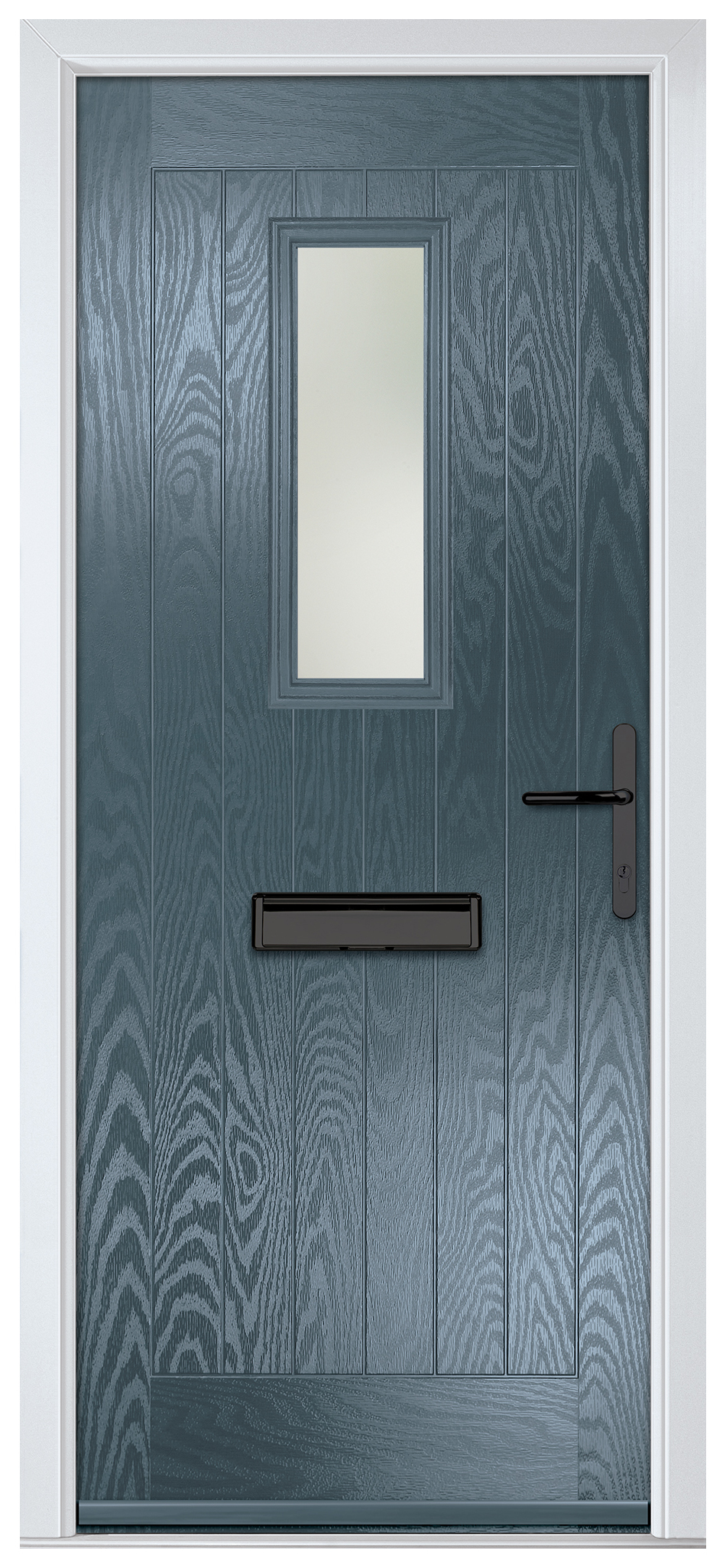 Crystal Sunningdale Slate Grey Left Hand GRP Composite Door with Stippolyte Glass - 2090mm