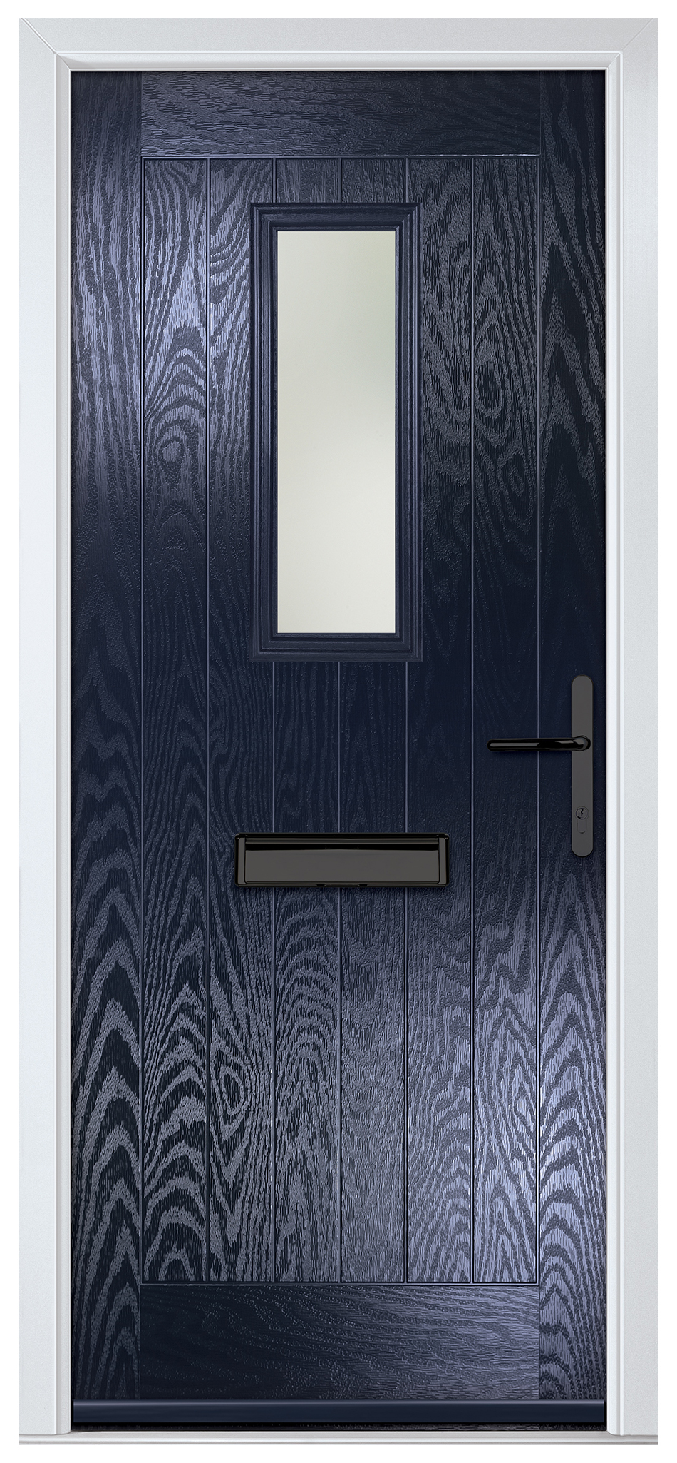 Crystal Sunningdale Blue Left Hand GRP Composite Door with Stippolyte Glass - 2090mm