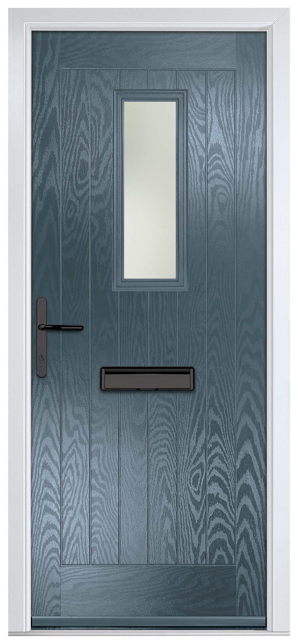 Crystal Sunningdale Slate Grey Right Hand GRP Composite Door with Stippolyte Glass - 2090mm