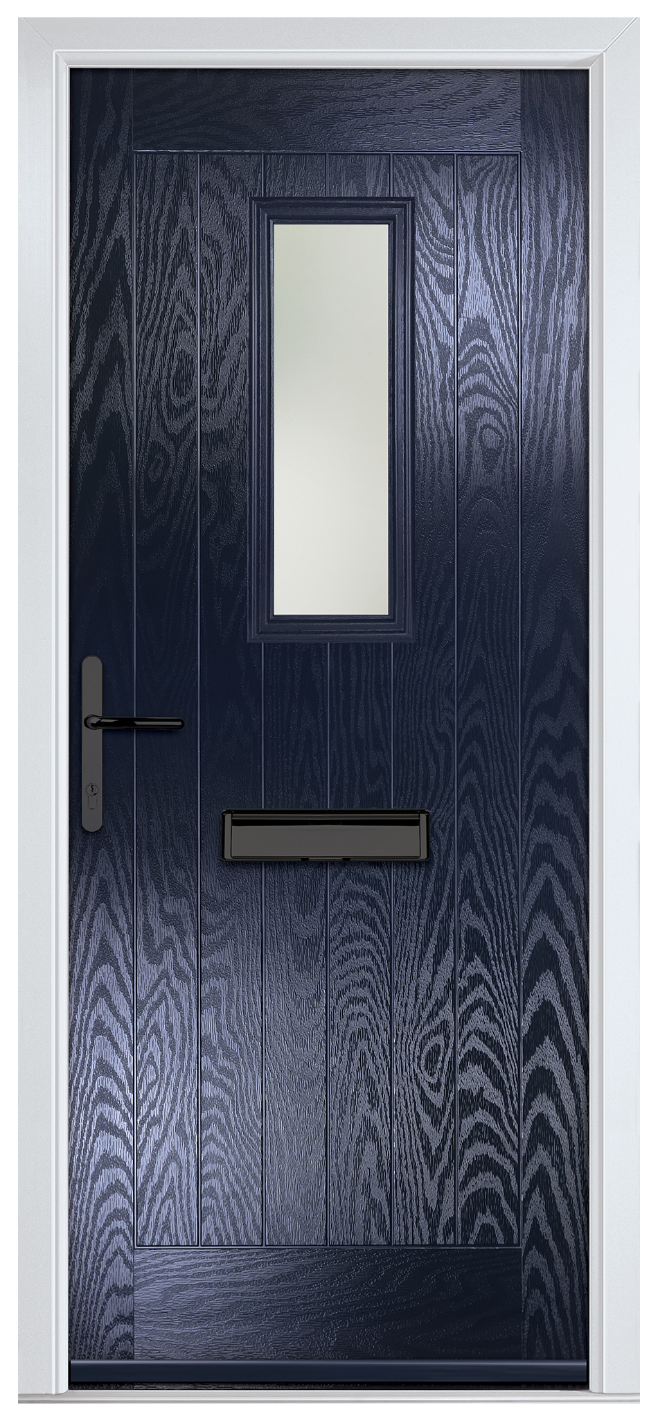 Crystal Sunningdale Blue Right Hand GRP Composite Door with Stippolyte Glass - 2090mm
