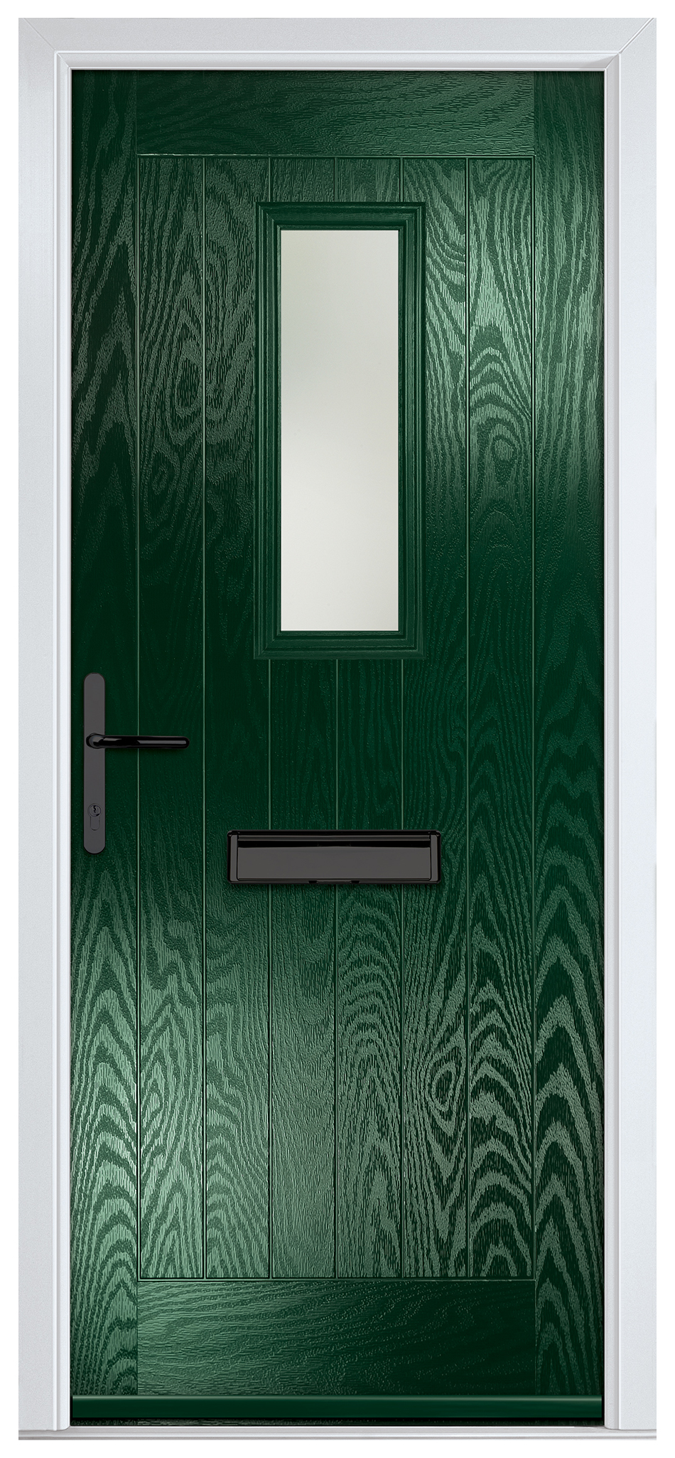 Crystal Sunningdale Green Right Hand GRP Composite Door with Stippolyte Glass - 2090mm
