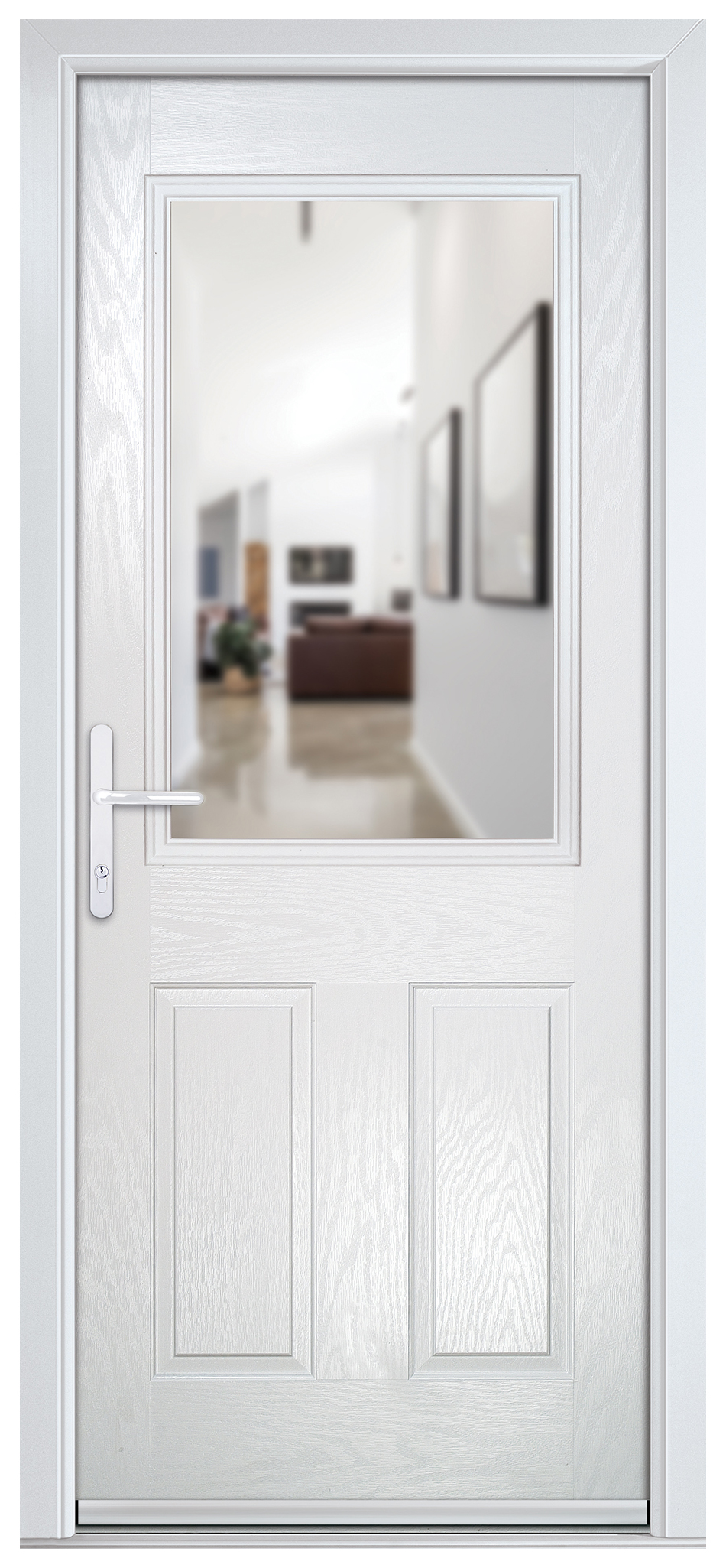 Crystal White Right Hand GRP Composite Door with Clear Glass - 2090mm