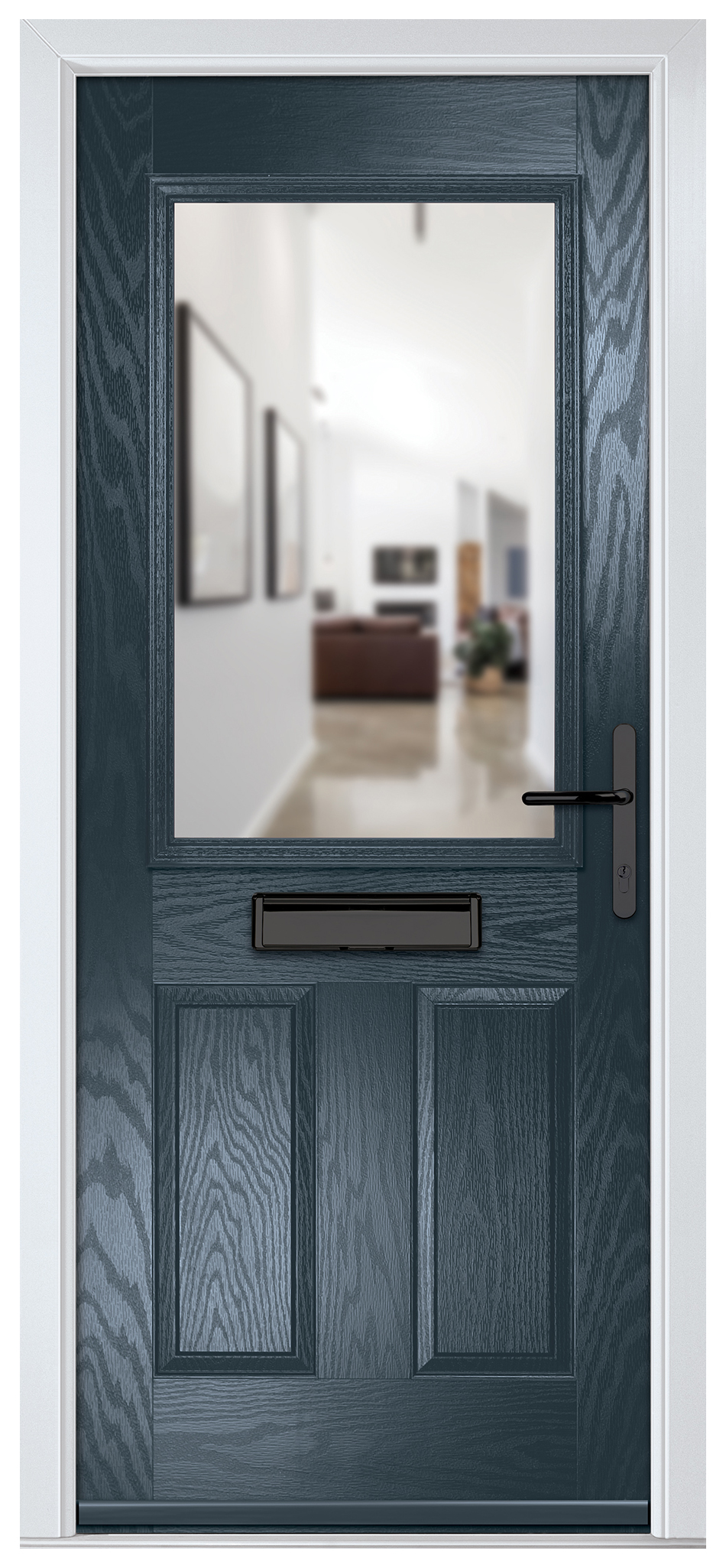 Crystal Lytham Anthracite Grey Left Hand GRP Composite Door with Clear Glass - 2090mm