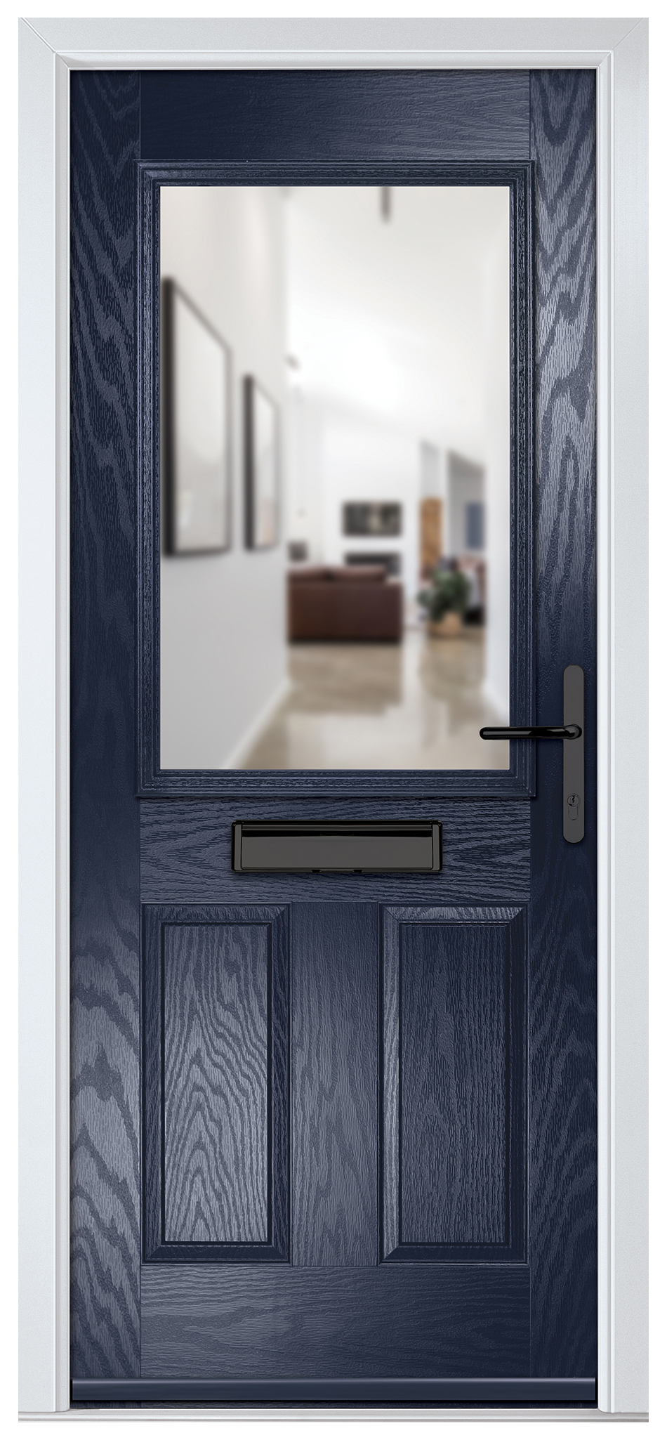 Crystal Lytham Blue Left Hand GRP Composite Door with Clear Glass - 2090mm