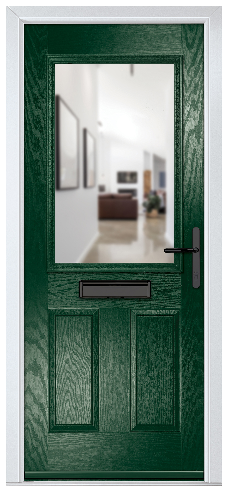 Crystal Lytham Green Left Hand GRP Composite Door with Clear Glass - 2090mm