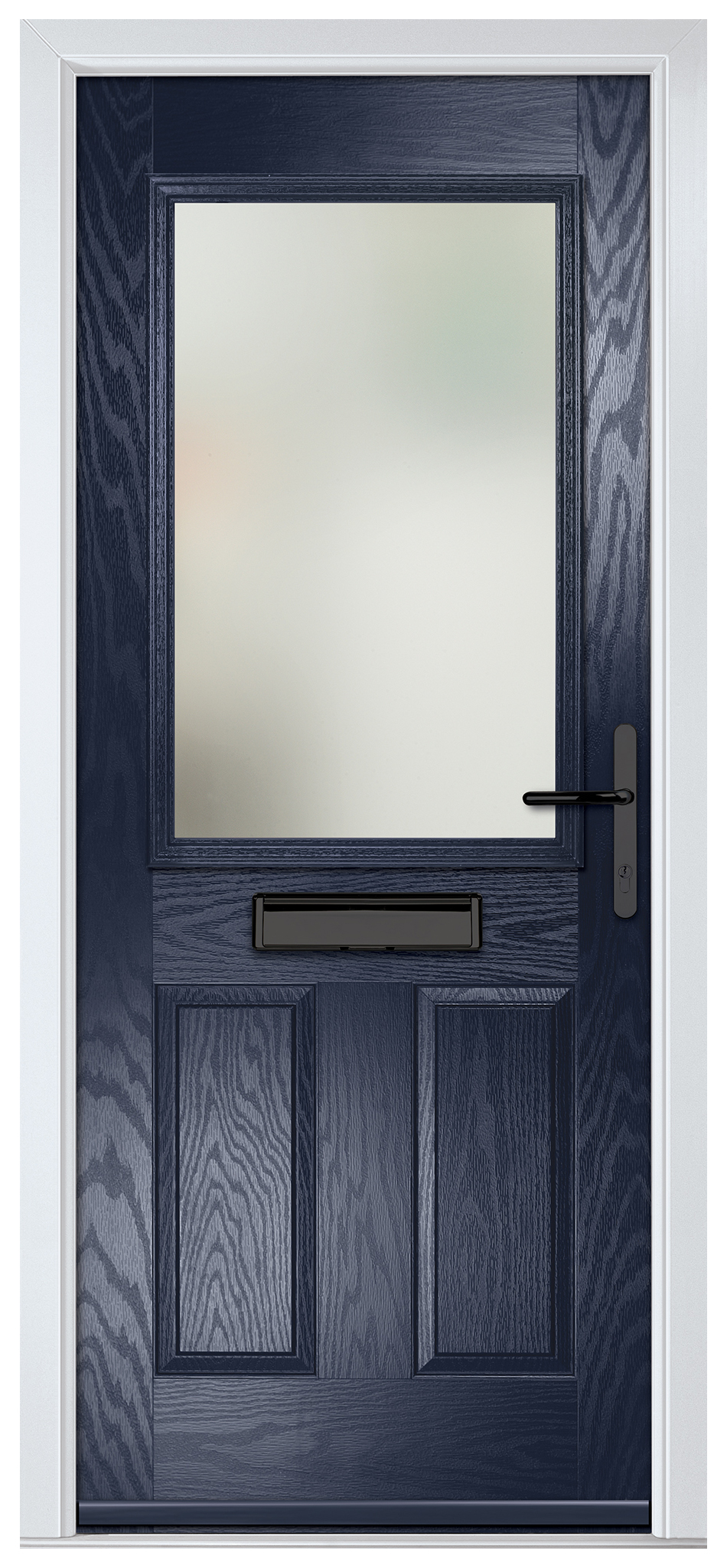 Crystal Lytham Blue Left Hand GRP Composite Door with Stippolyte Glass - 2090mm