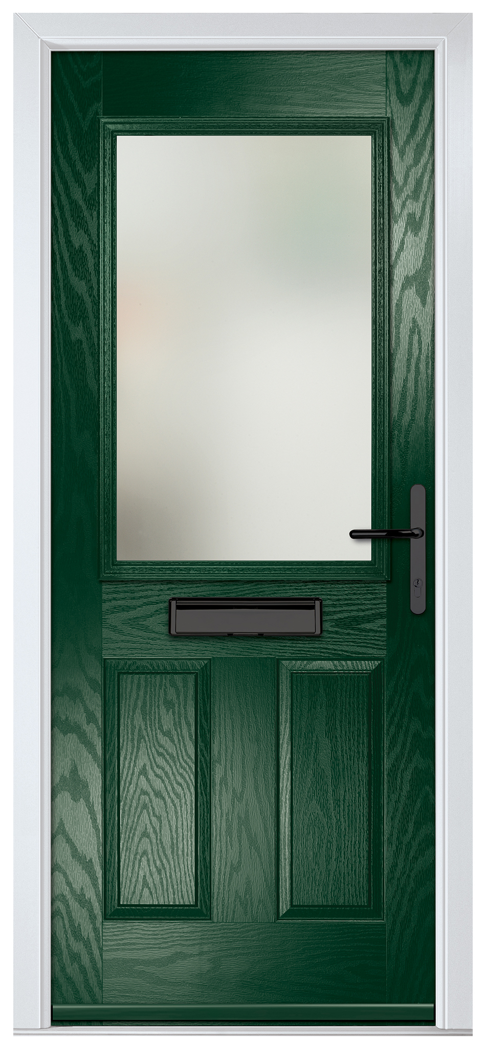 Crystal Lytham Green Left Hand GRP Composite Door with Stippolyte Glass - 2090mm