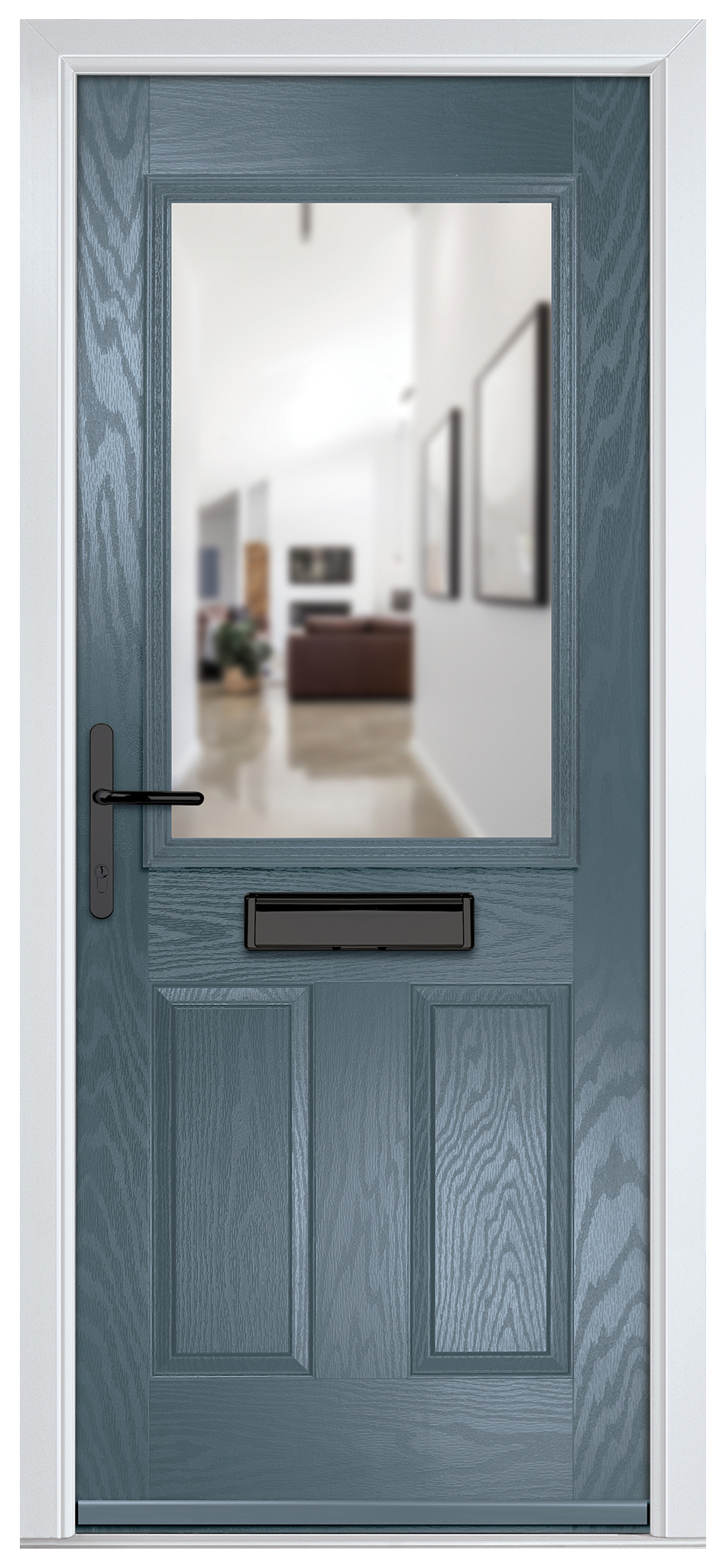 Crystal Lytham Slate Grey Right Hand GRP Composite Door with Clear Glass - 2090mm