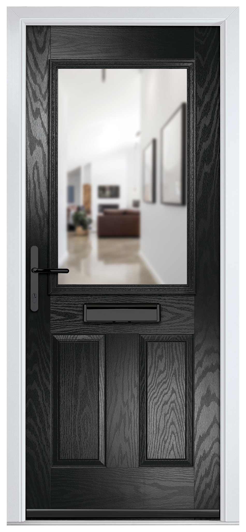 Crystal Lytham Black Right Hand GRP Composite Door with Clear Glass - 2090mm