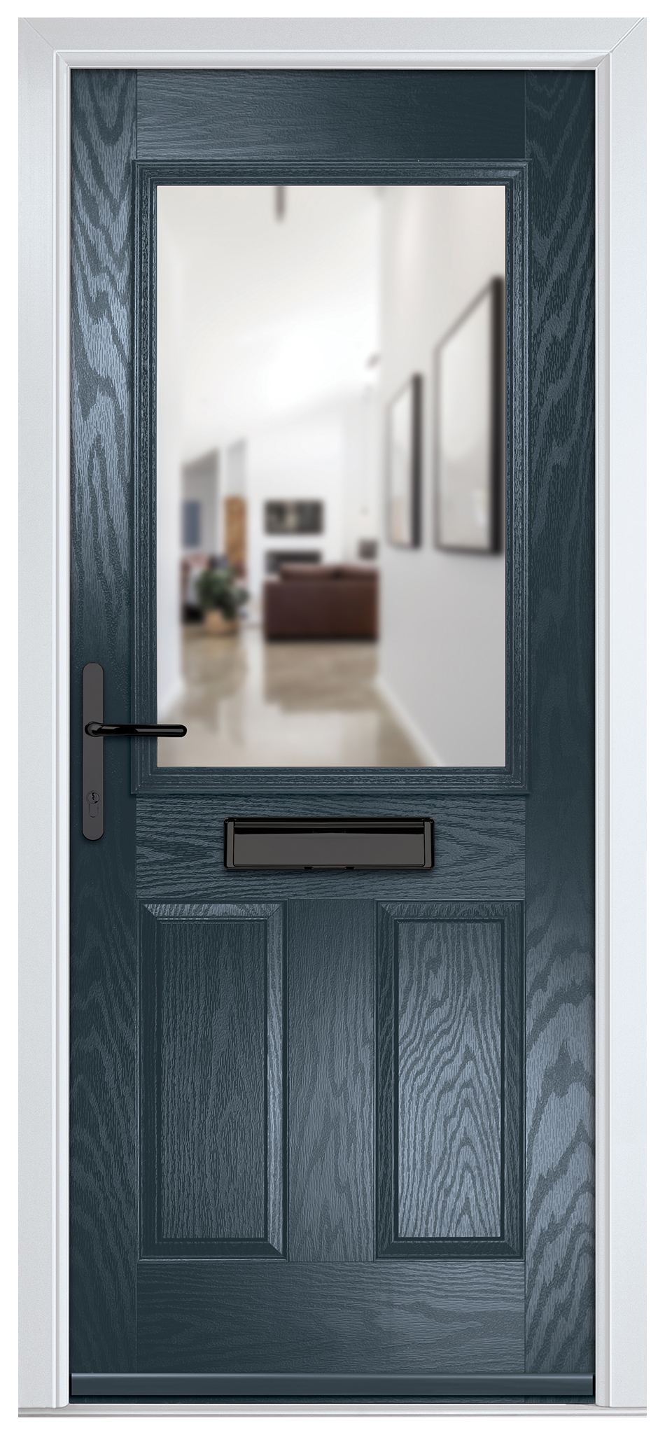 Crystal Lytham Anthracite Grey Right Hand GRP Composite Door with Clear Glass - 2090mm