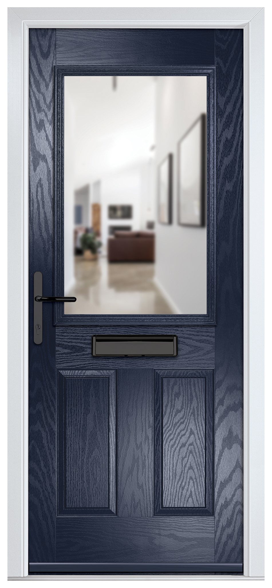 Crystal Lytham Blue Right Hand GRP Composite Door with Clear Glass - 2090mm