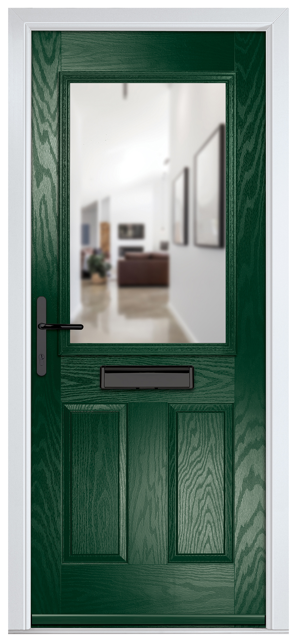 Crystal Lytham Green Right Hand GRP Composite Door with Clear Glass - 2090mm