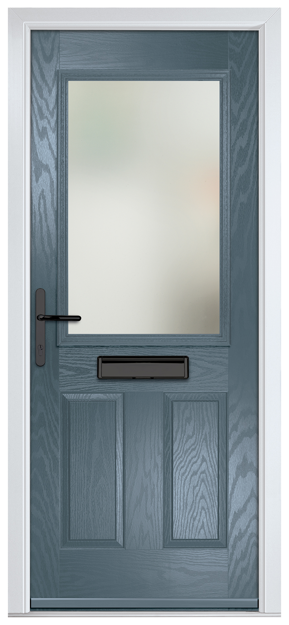 Crystal Lytham Slate Grey Right Hand GRP Composite Door with Stippolyte Glass - 2090mm