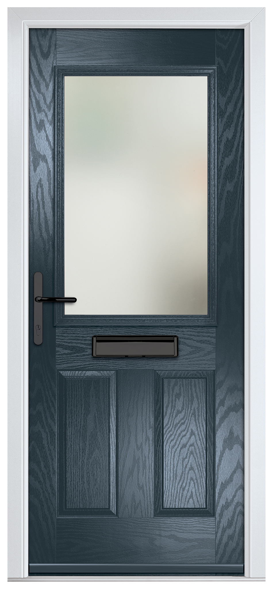 Crystal Lytham Anthracite Grey Right Hand GRP Composite Door with Stippolyte Glass - 2090mm