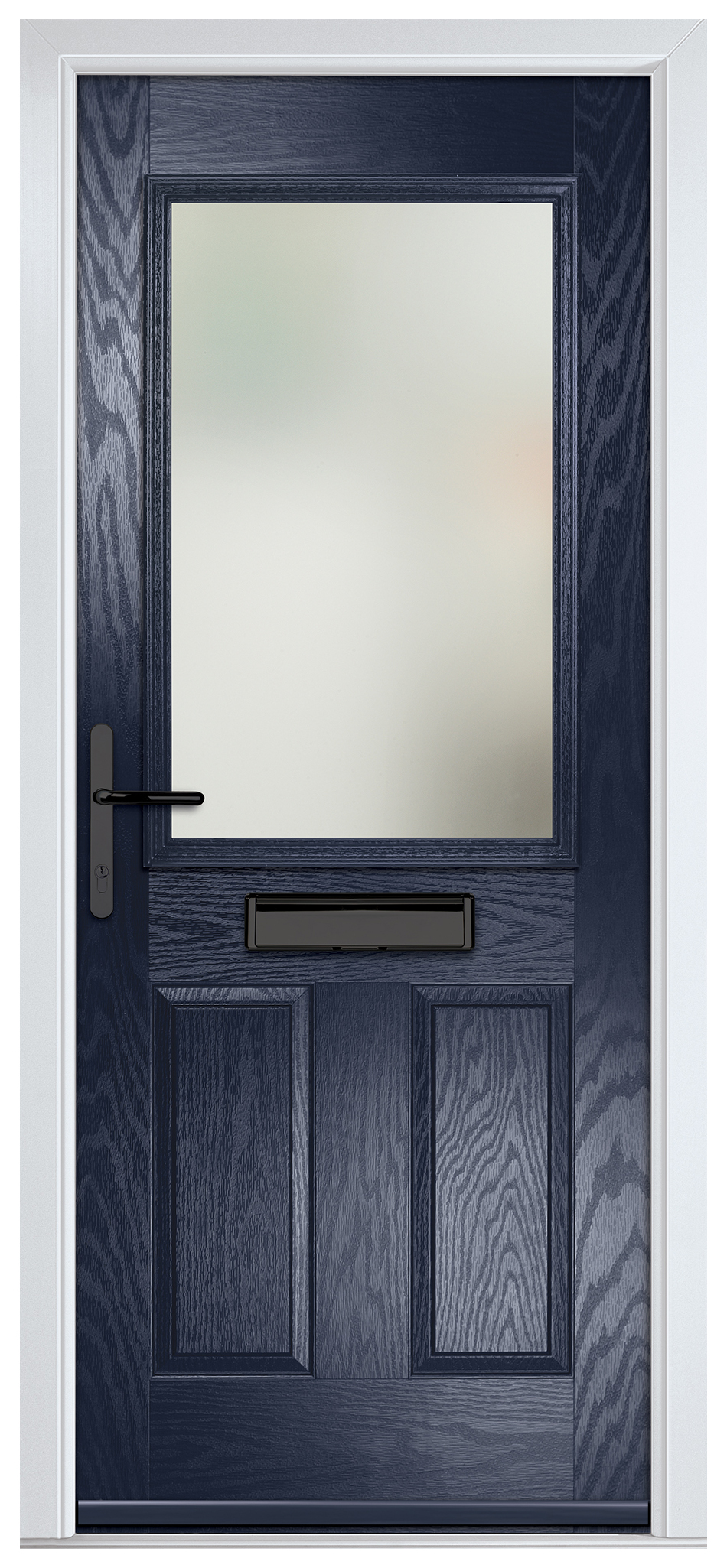 Crystal Lytham Blue Right Hand GRP Composite Door with Stippolyte Glass - 2090mm