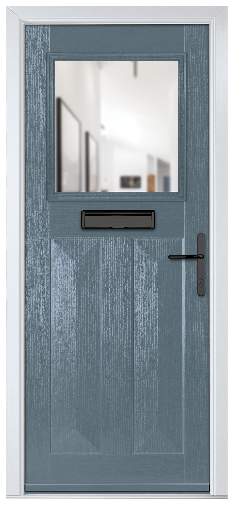 Crystal Eaton Slate Grey Left Hand GRP Composite Door with Clear Glass - 2090mm