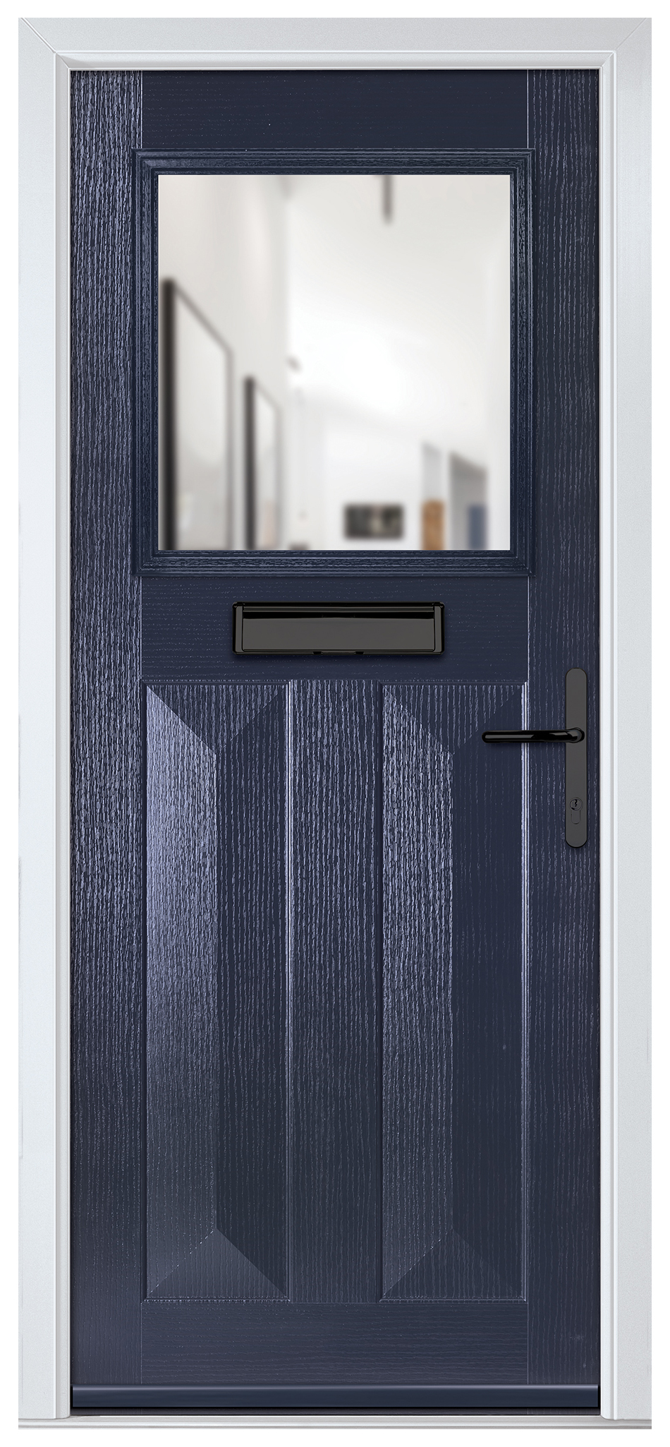 Crystal Eaton Blue Left Hand GRP Composite Door with Clear Glass - 2090mm