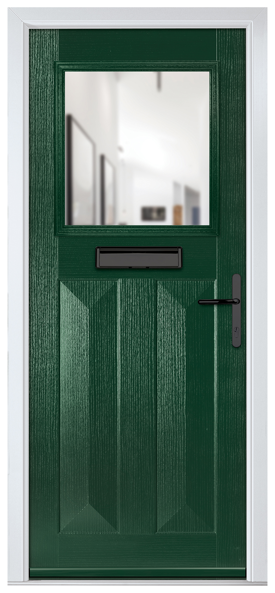 Crystal Eaton Green Left Hand GRP Composite Door with Clear Glass - 2090mm