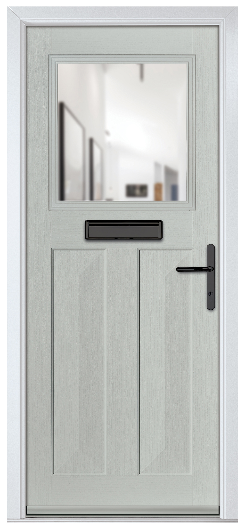 Crystal Eaton Agate Grey Left Hand GRP Composite Door with Clear Glass - 2090mm