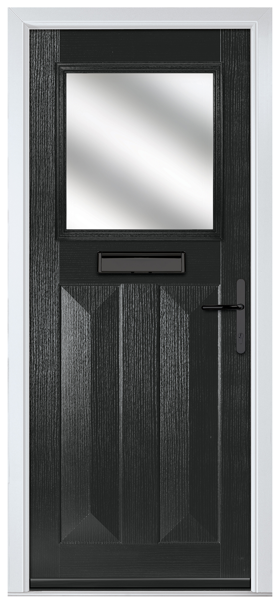 Crystal Eaton Black Left Hand GRP Composite Door with Stippolyte Glass - 2090mm