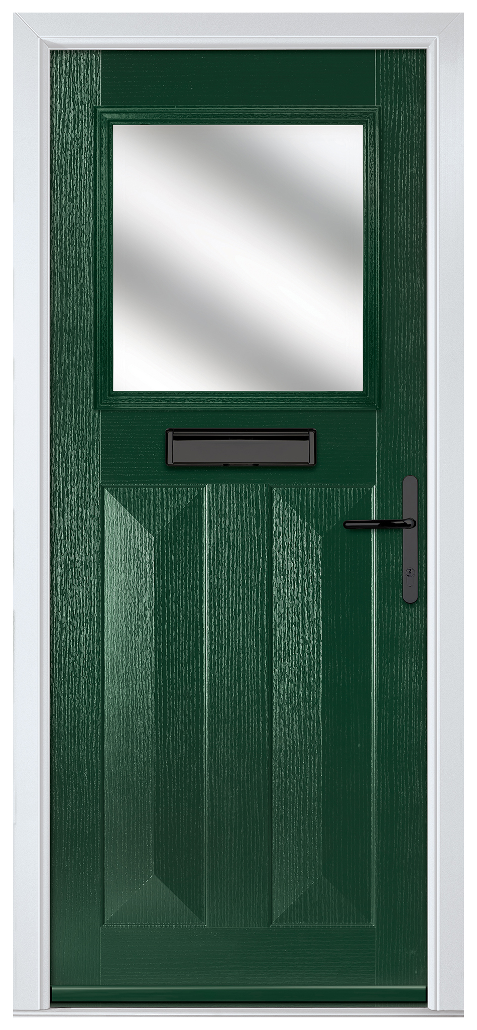 Crystal Eaton Green Left Hand GRP Composite Door with Stippolyte Glass - 2090mm