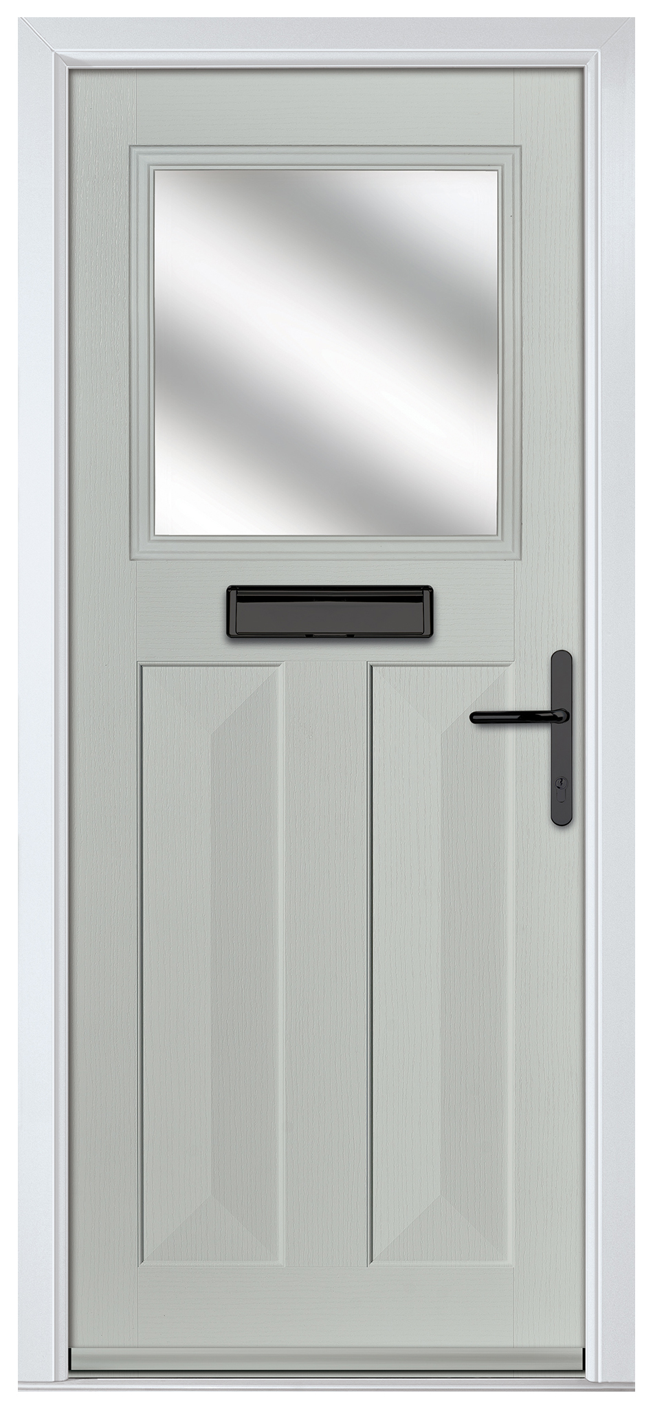 Crystal Eaton Agate Grey Left Hand GRP Composite Door with Stippolyte Glass - 2090mm