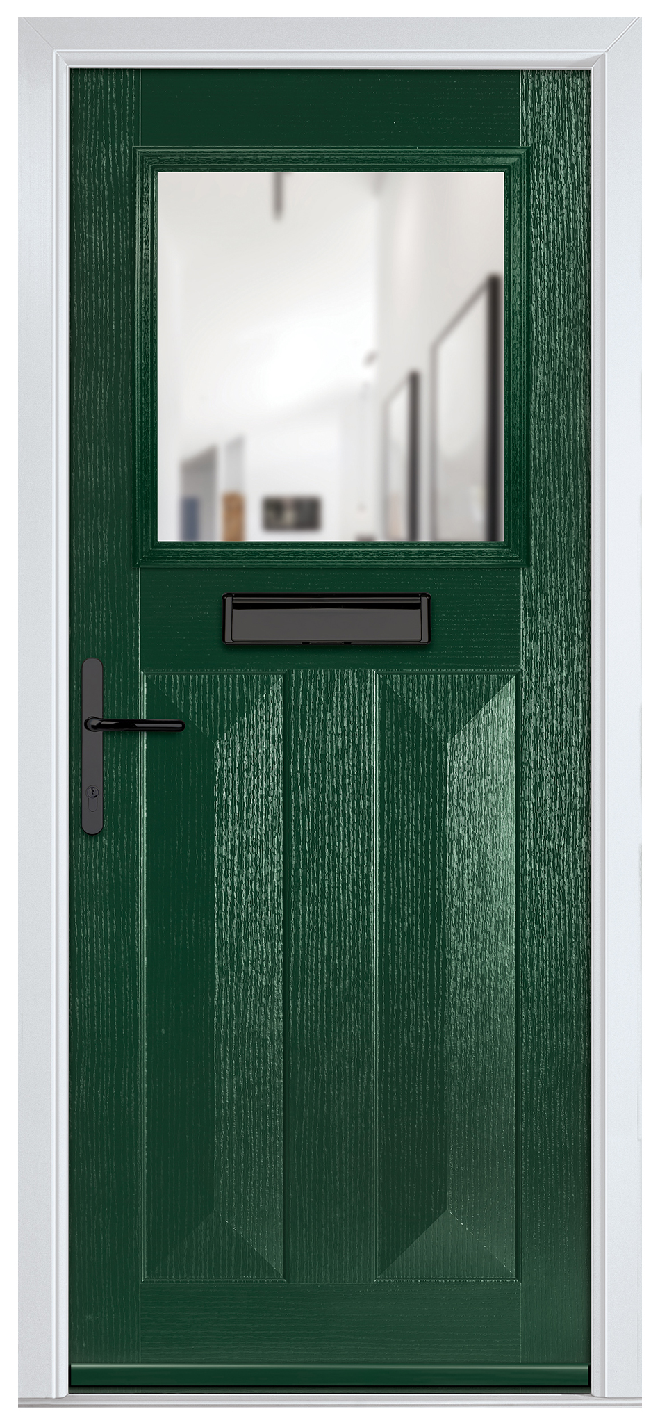 Crystal Eaton Green Right Hand GRP Composite Door with Clear Glass - 2090mm