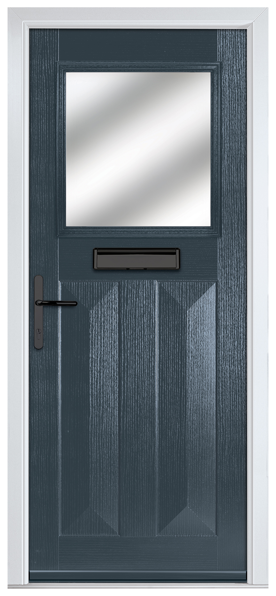 Crystal Eaton Anthracite Grey Right Hand GRP Composite Door with Stippolyte Glass - 2090mm