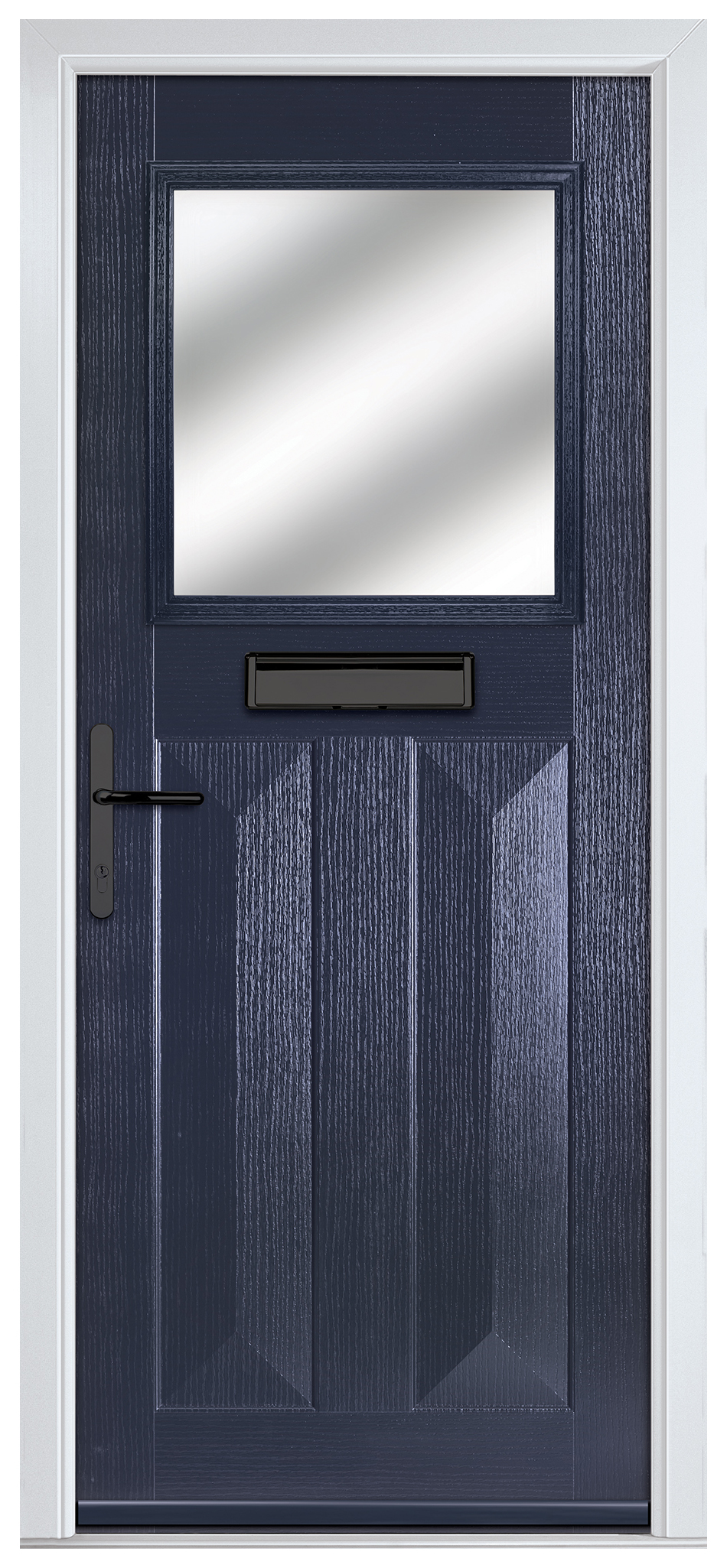 Crystal Eaton Blue Right Hand GRP Composite Door with Stippolyte Glass - 2090mm