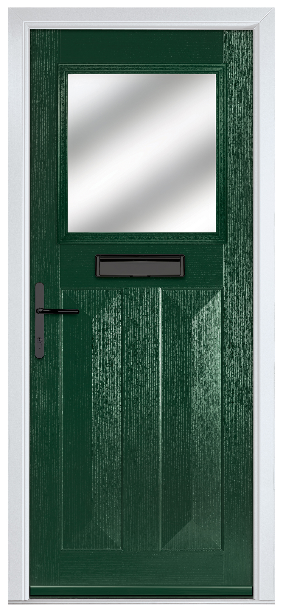 Crystal Eaton Green Right Hand GRP Composite Door with Stippolyte Glass - 2090mm