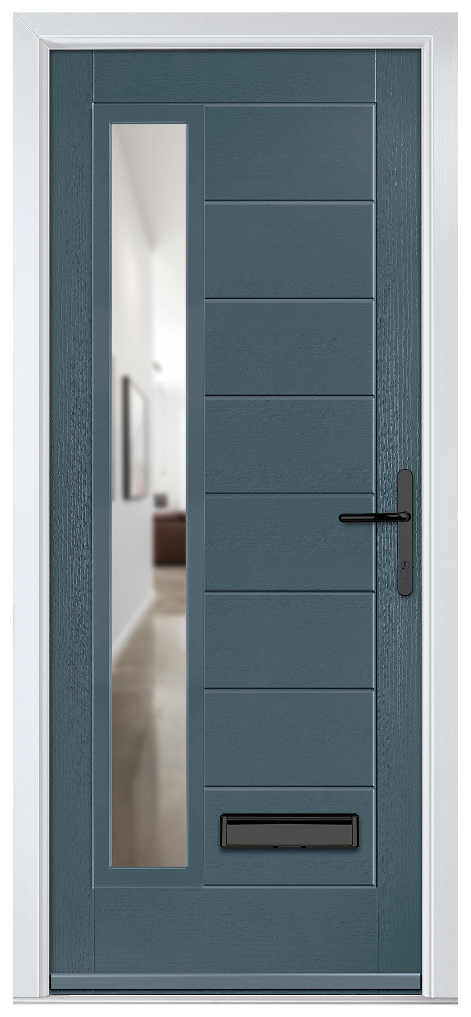 Crystal Monza Slate Grey Left Hand GRP Composite Door with Clear Glass - 2090mm
