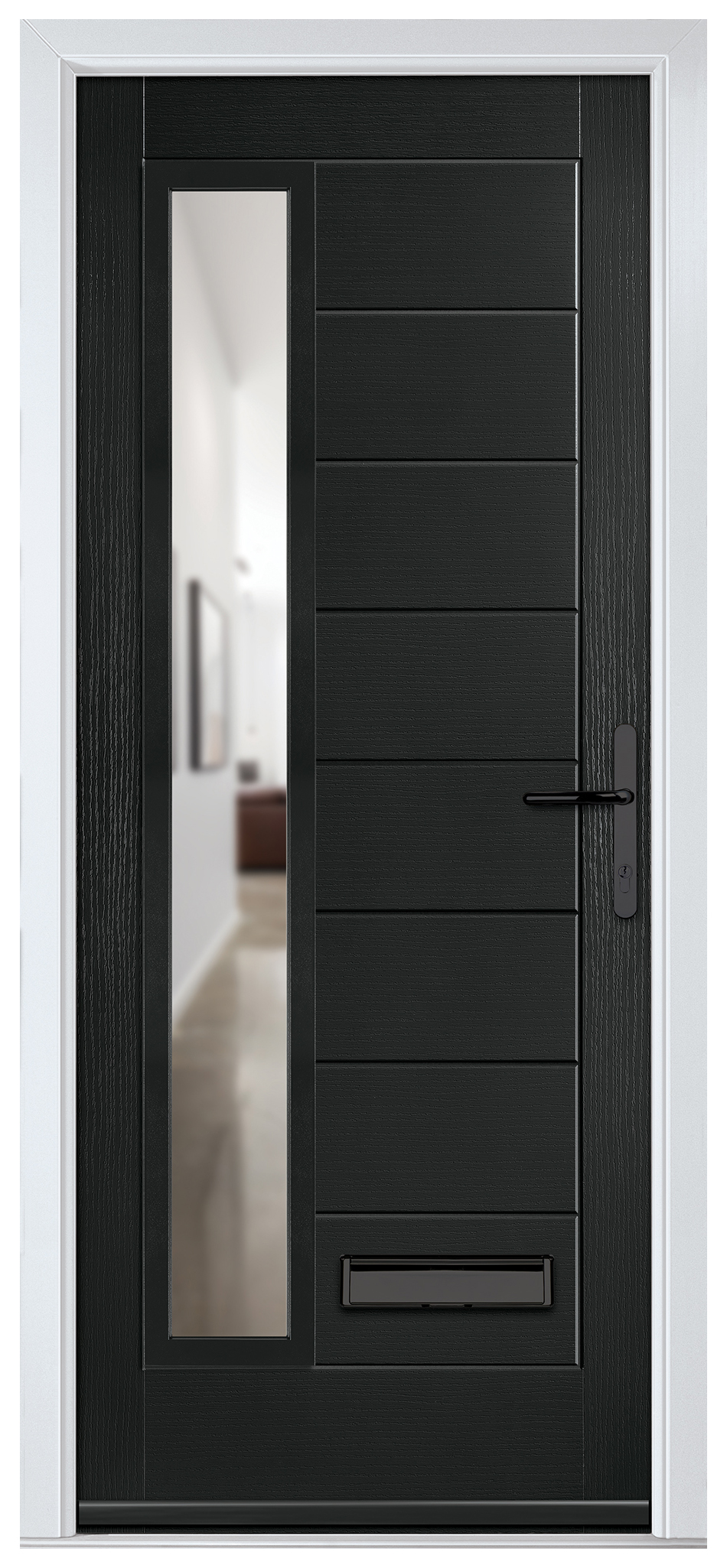 Crystal Monza Black Left Hand GRP Composite Door with Clear Glass - 2090mm