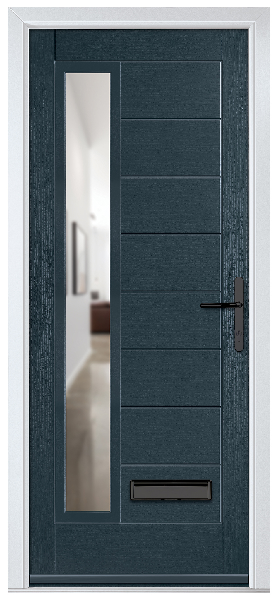 Crystal Monza Anthracite Grey Left Hand GRP Composite Door with Clear Glass - 2090mm
