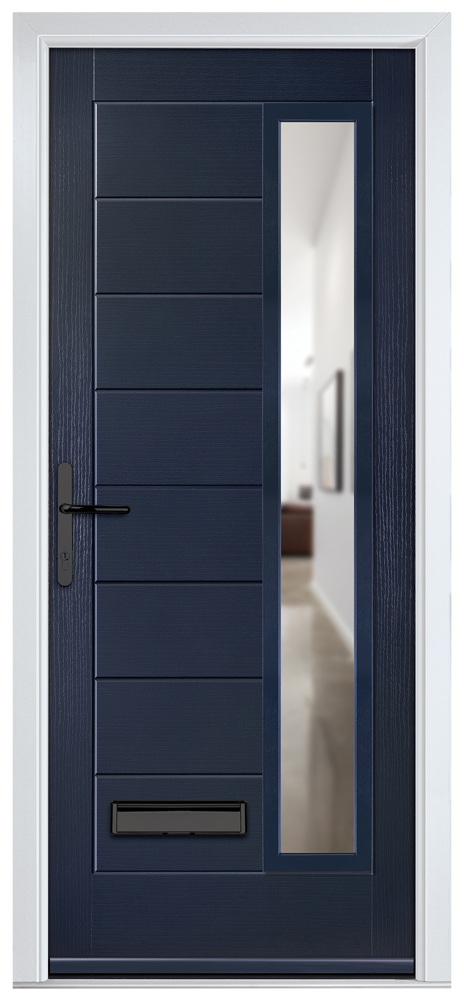 Crystal Monza Blue Right Hand GRP Composite Door with Clear Glass - 2090mm
