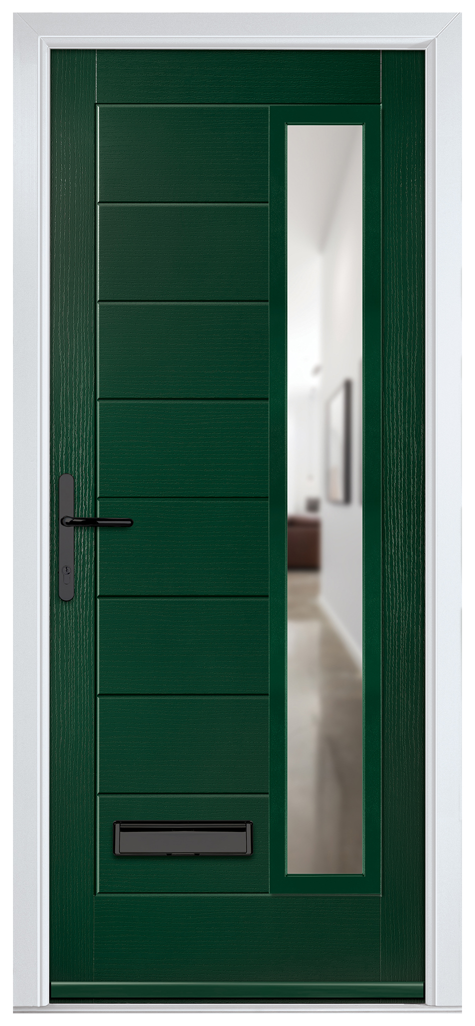 Crystal Monza Green Right Hand GRP Composite Door with Clear Glass - 2090mm