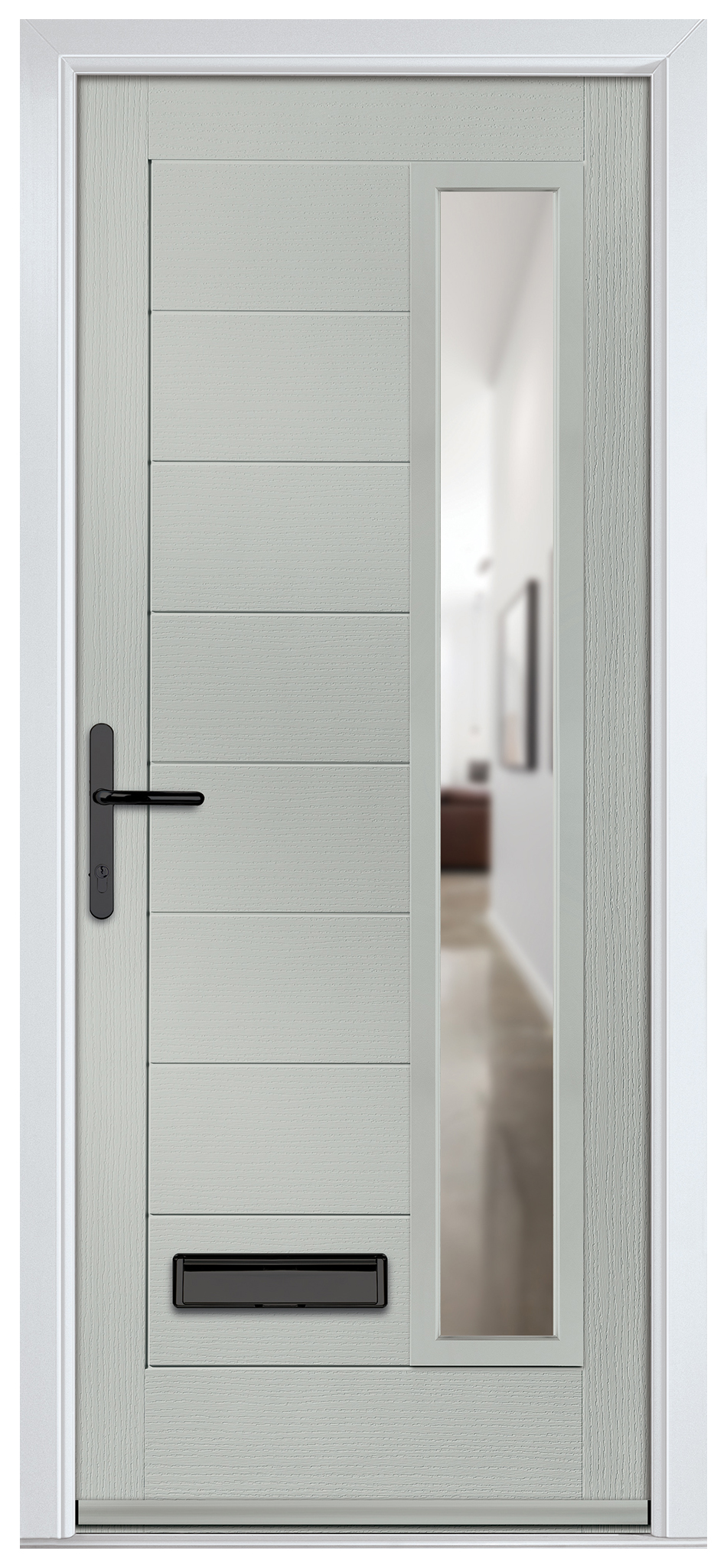 Crystal Monza Agate Grey Right Hand GRP Composite Door with Clear Glass - 2090mm