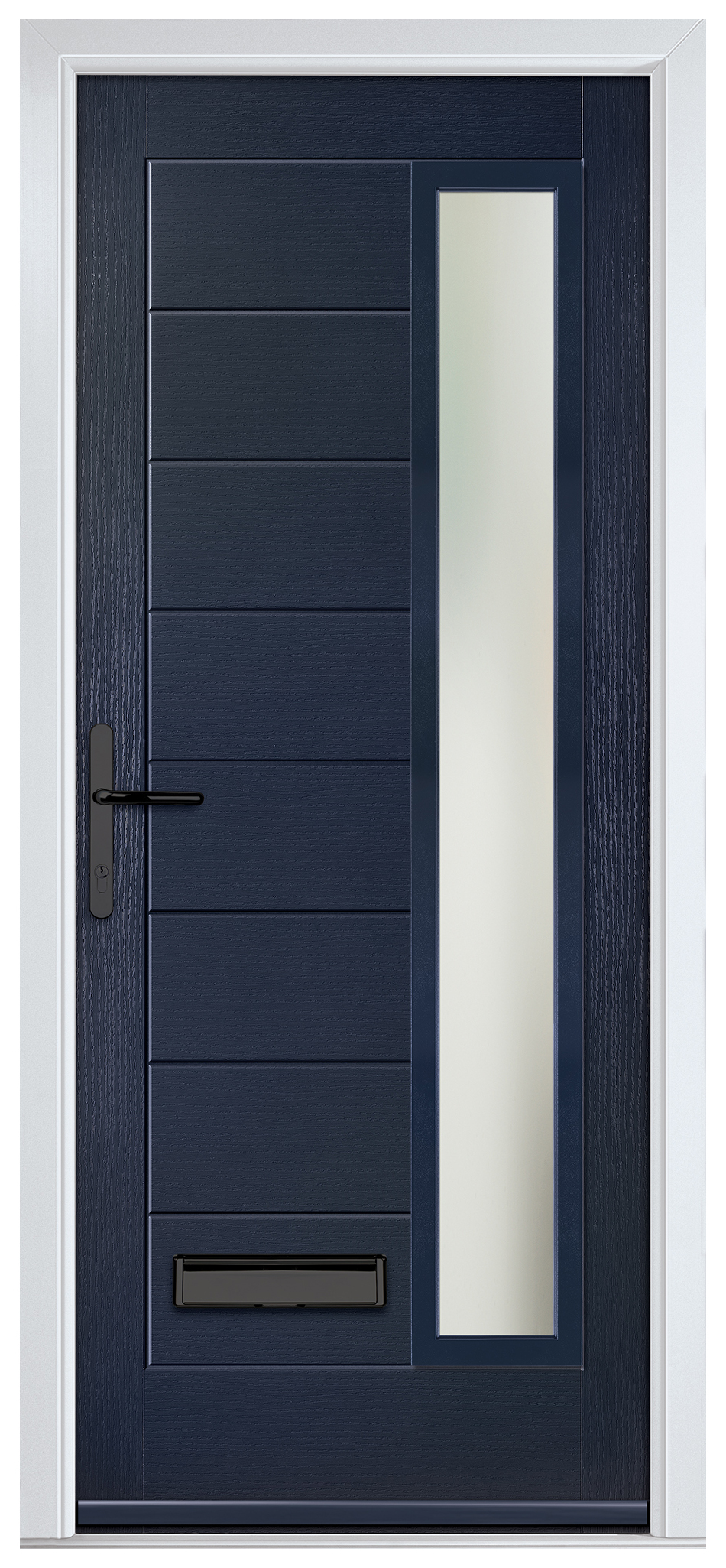 Crystal Monza Blue Right Hand GRP Composite Door with Stippolyte Glass - 2090mm